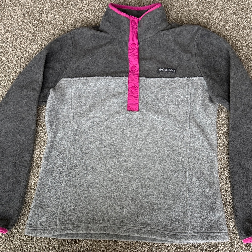 Columbia Charcoal and Pink Fleece Pullover